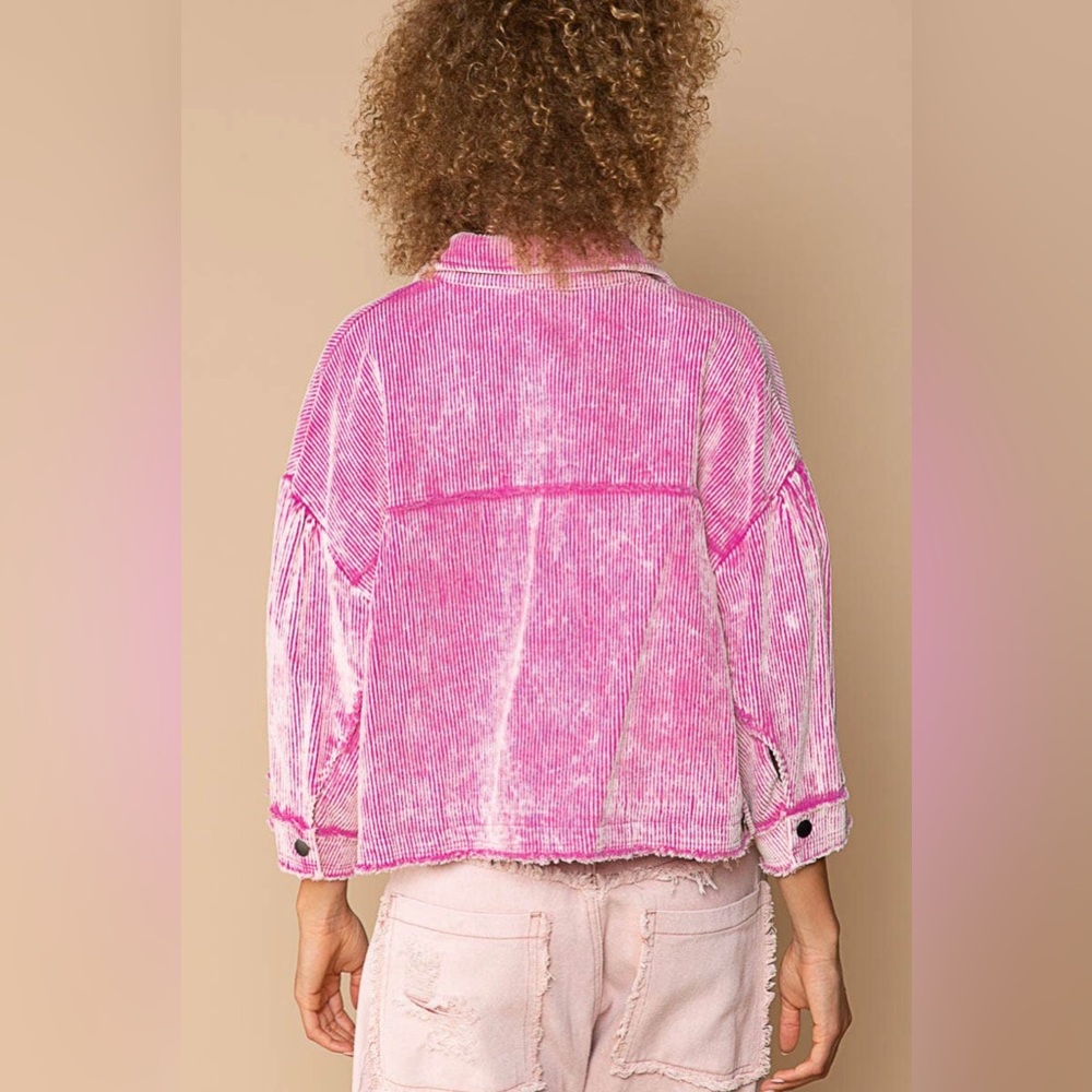🤍HP🎉 Maisie Oversized Corduroy Crop Shirt Jacket Shacket Front Pockets NWT - Picture 2 of 10